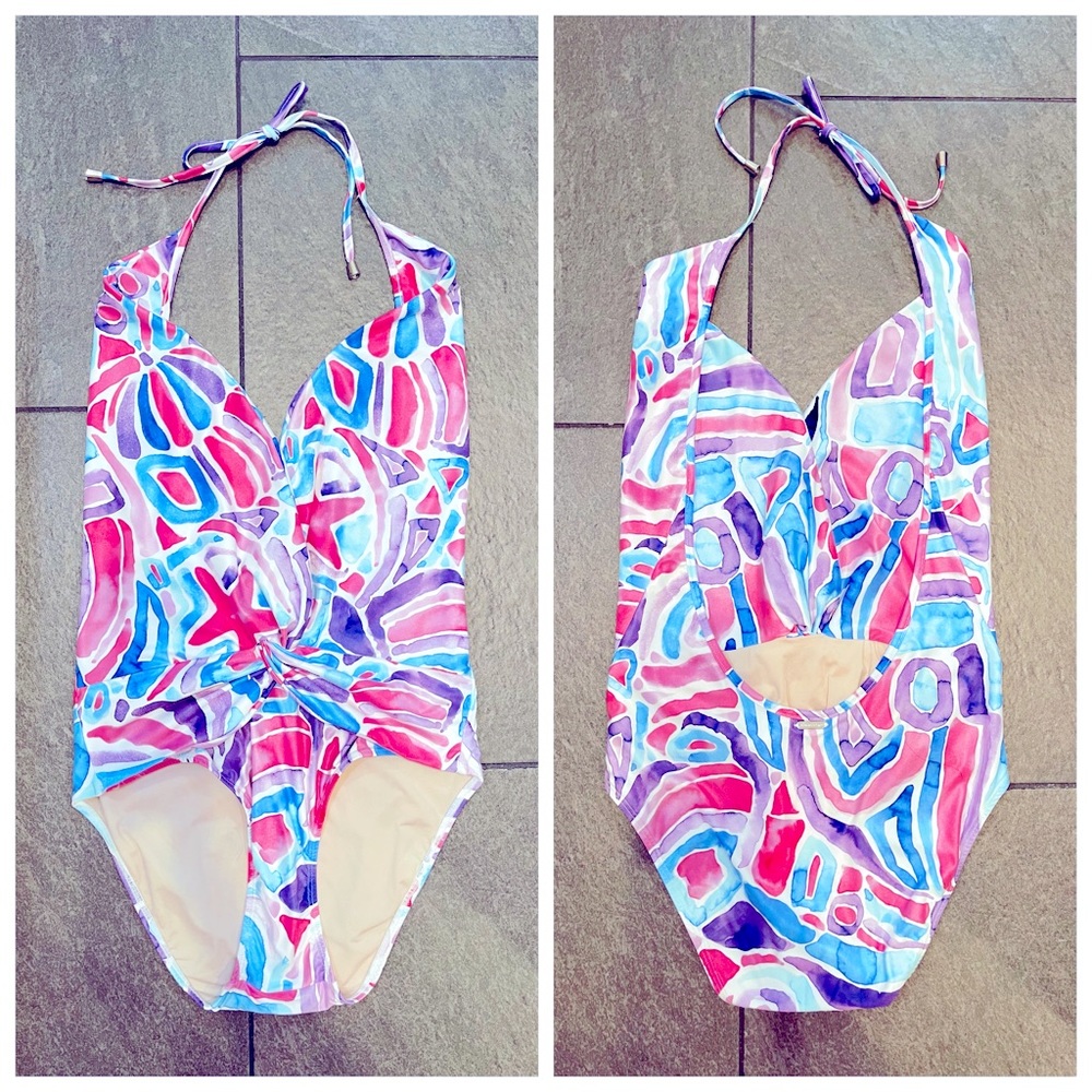Kenny Flowers “Waikiki” halter wrap one piece swimsuit - size L